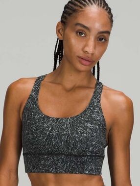 Lululemon Energy Bra Long Line Medium Support  Topography Rhino Grey Size 6